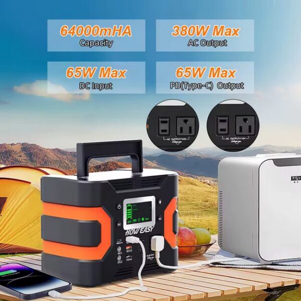 Portable Solar Power Station 300w Lithium Battery Power Bank Outdoor Emergency Portable Power Station Solar Generator OEM/ODM - Image 3